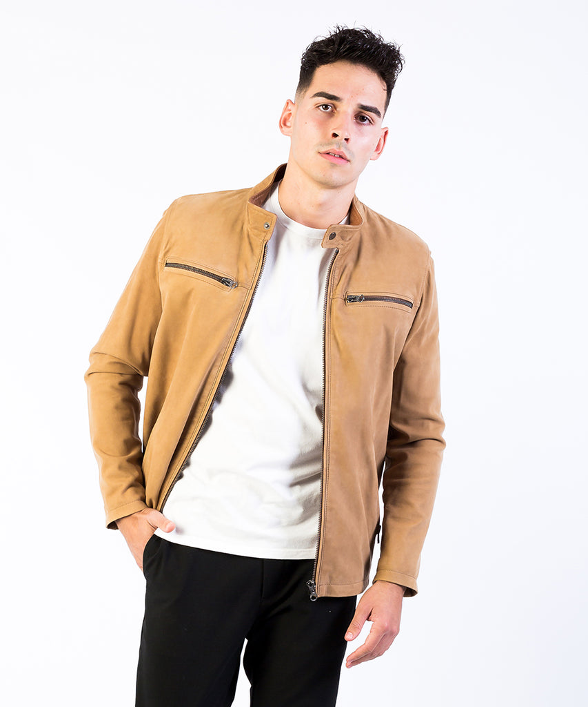 Cazadora piel nobuck hombre