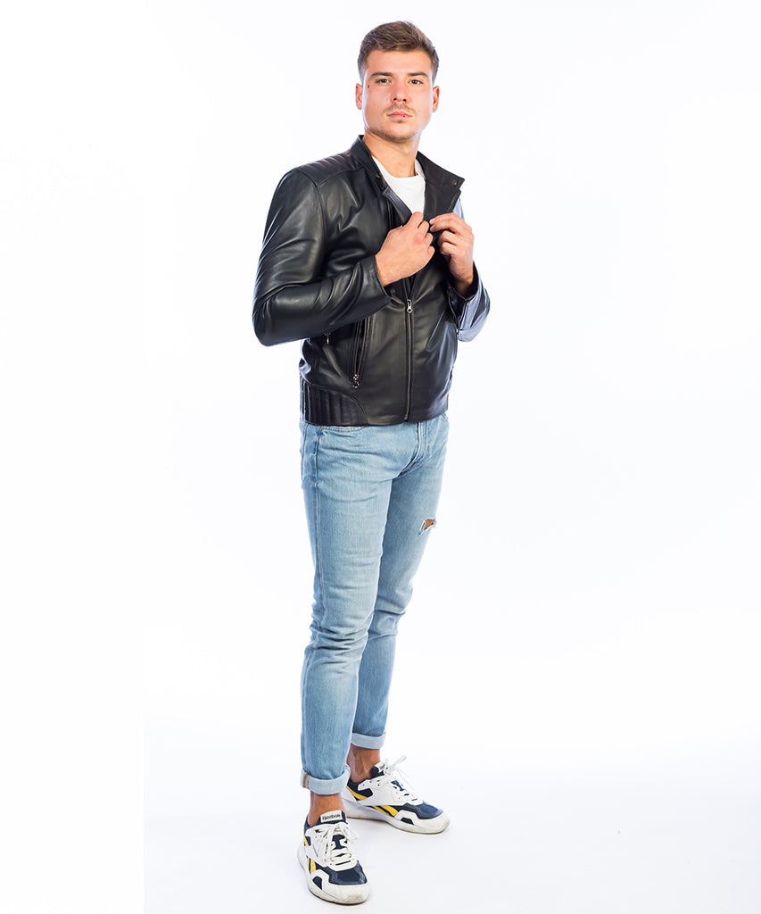 Cazadora estilo perfecto napa negra