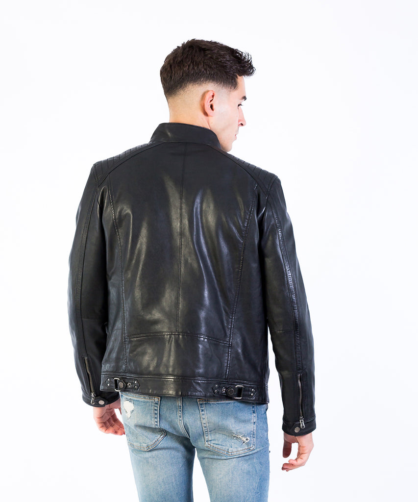 Cazadora negra napa hombre