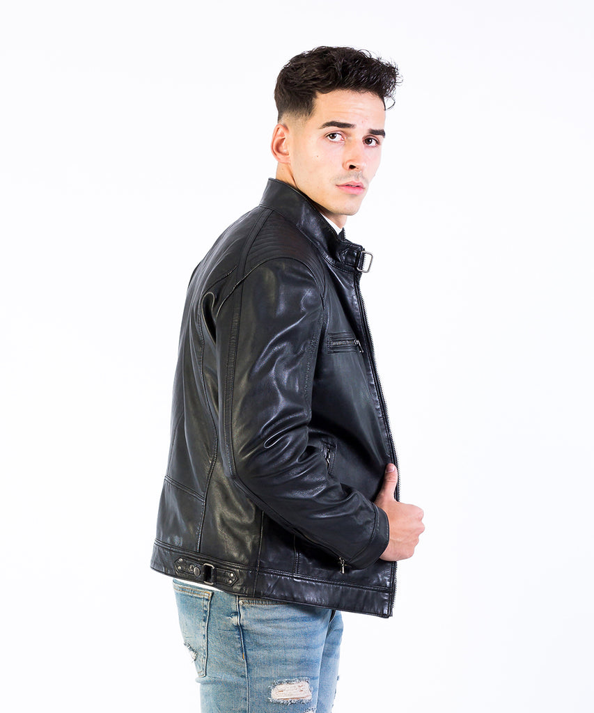 Cazadora negra napa hombre