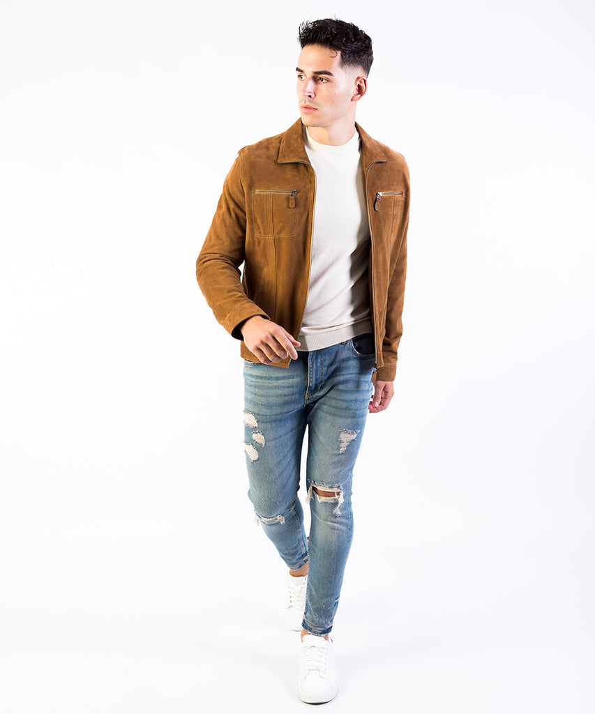 Cazadora piel ante hombre