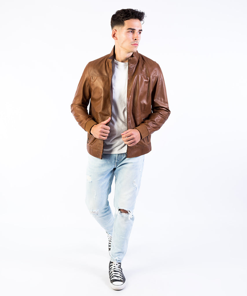 Cazadora piel napa hombre