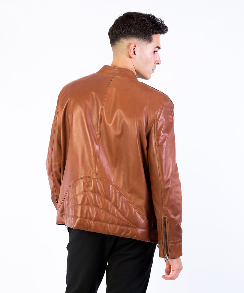 Cazadora biker piel detalle cinturón