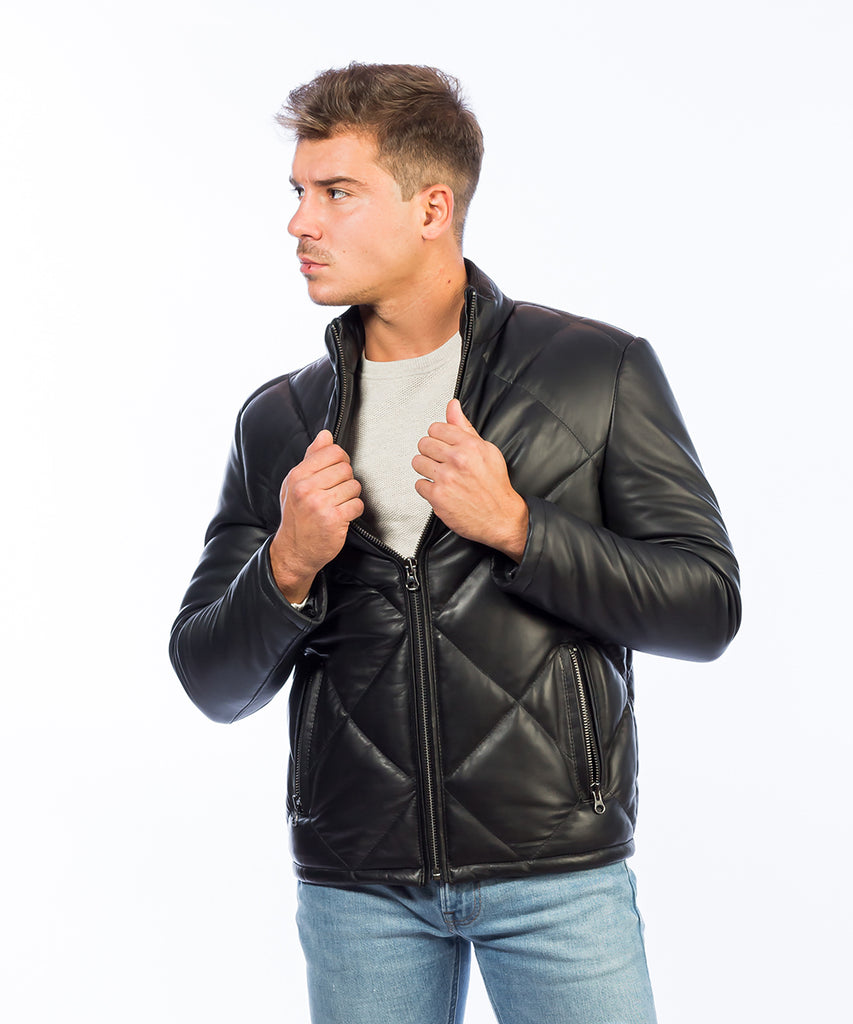 Chaqueta acolchada piel napa hombre