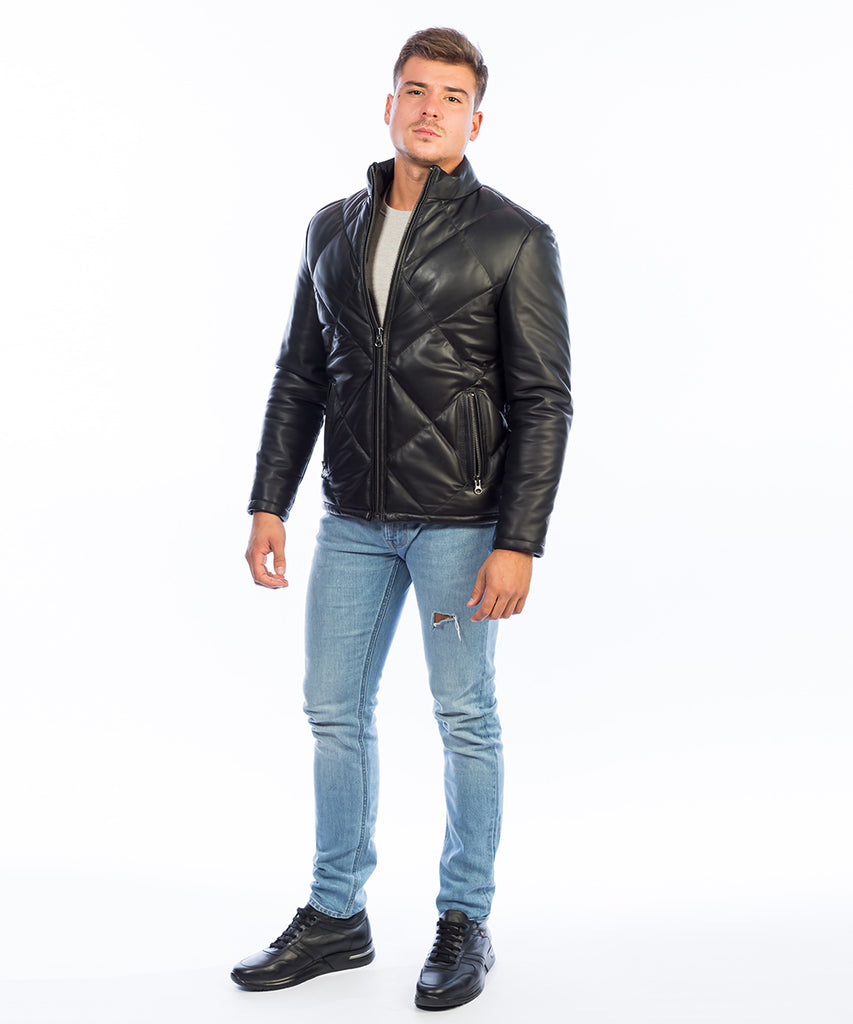 Chaqueta acolchada piel napa hombre