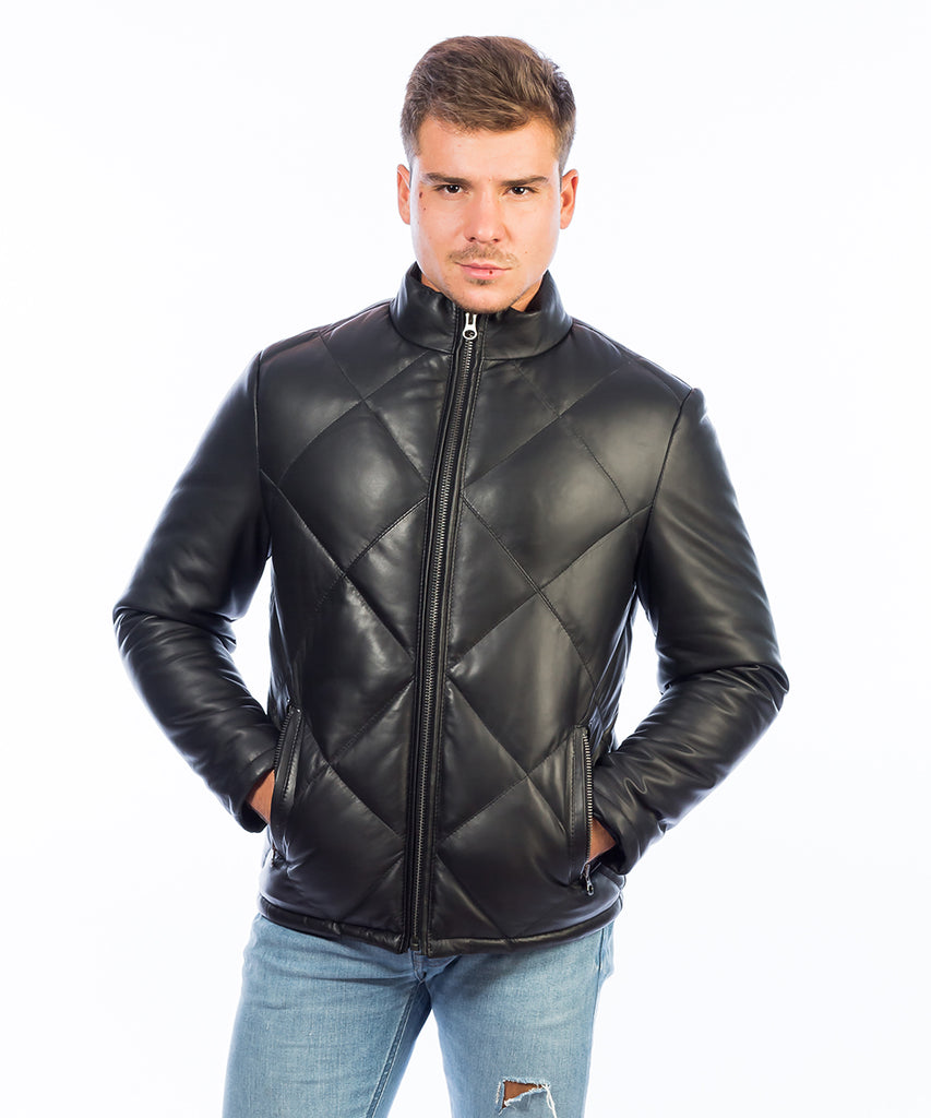 Chaqueta acolchada piel napa hombre