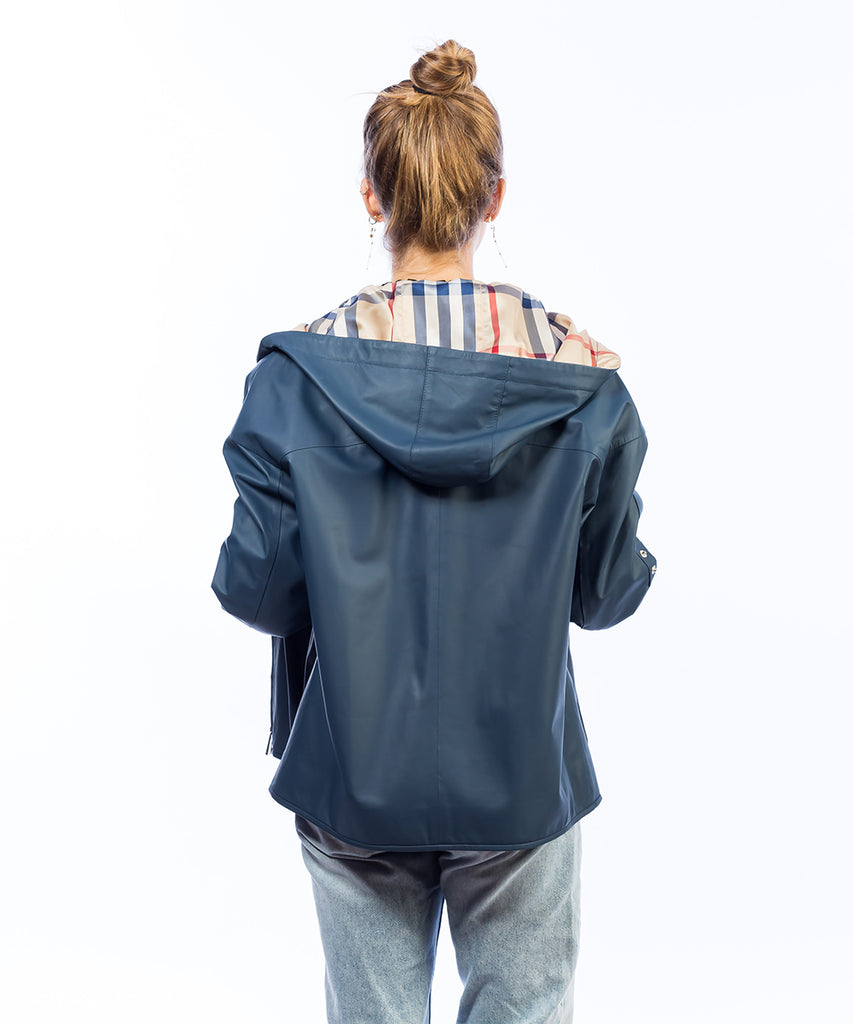 Chaqueta napa oversize azul para mujer