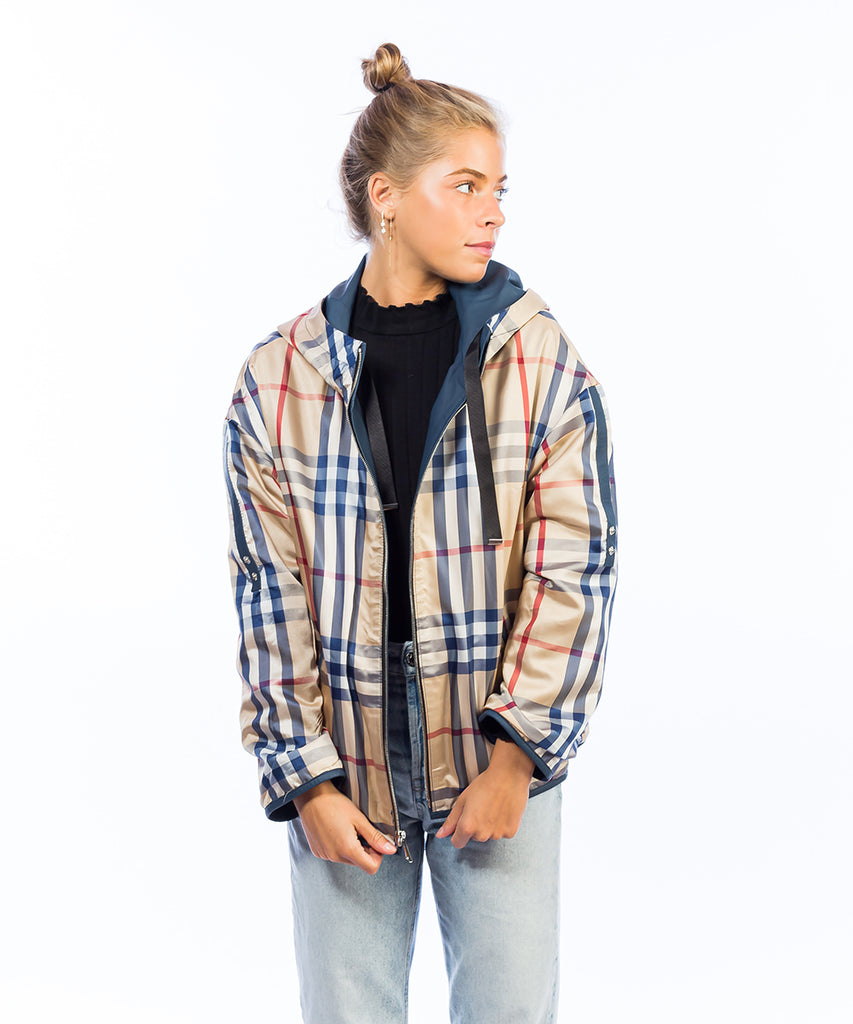 Chaqueta napa oversize azul para mujer