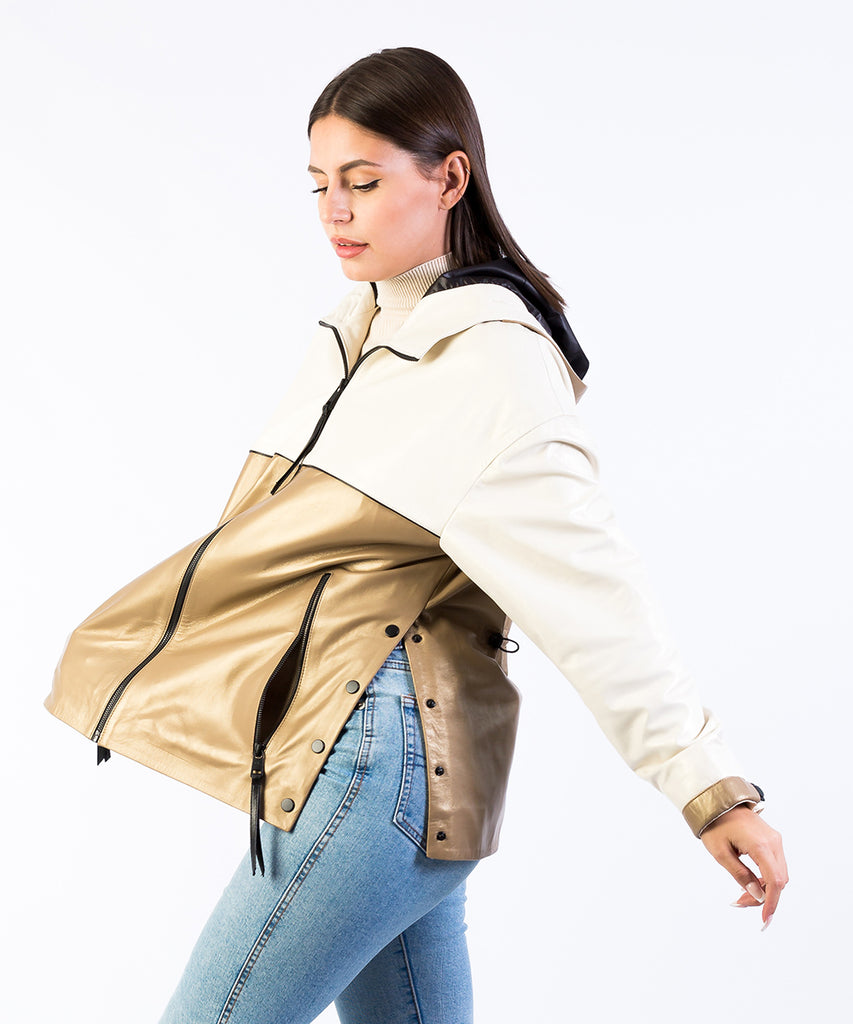 Chaqueta napa oversize capucha
