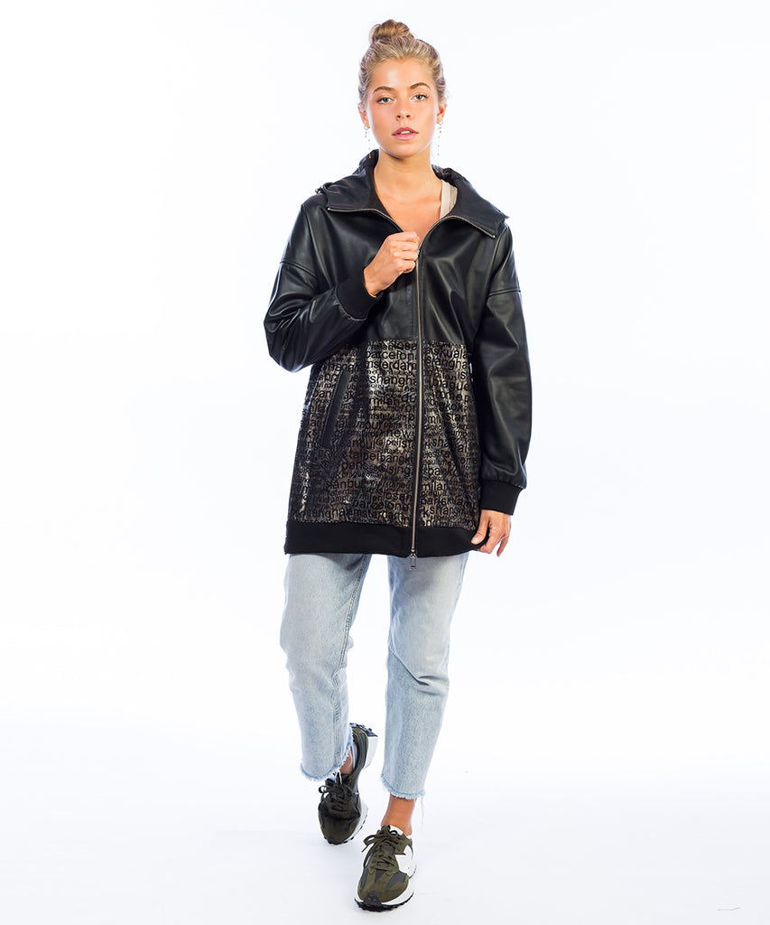 Chaqueta oversize piel grabado
