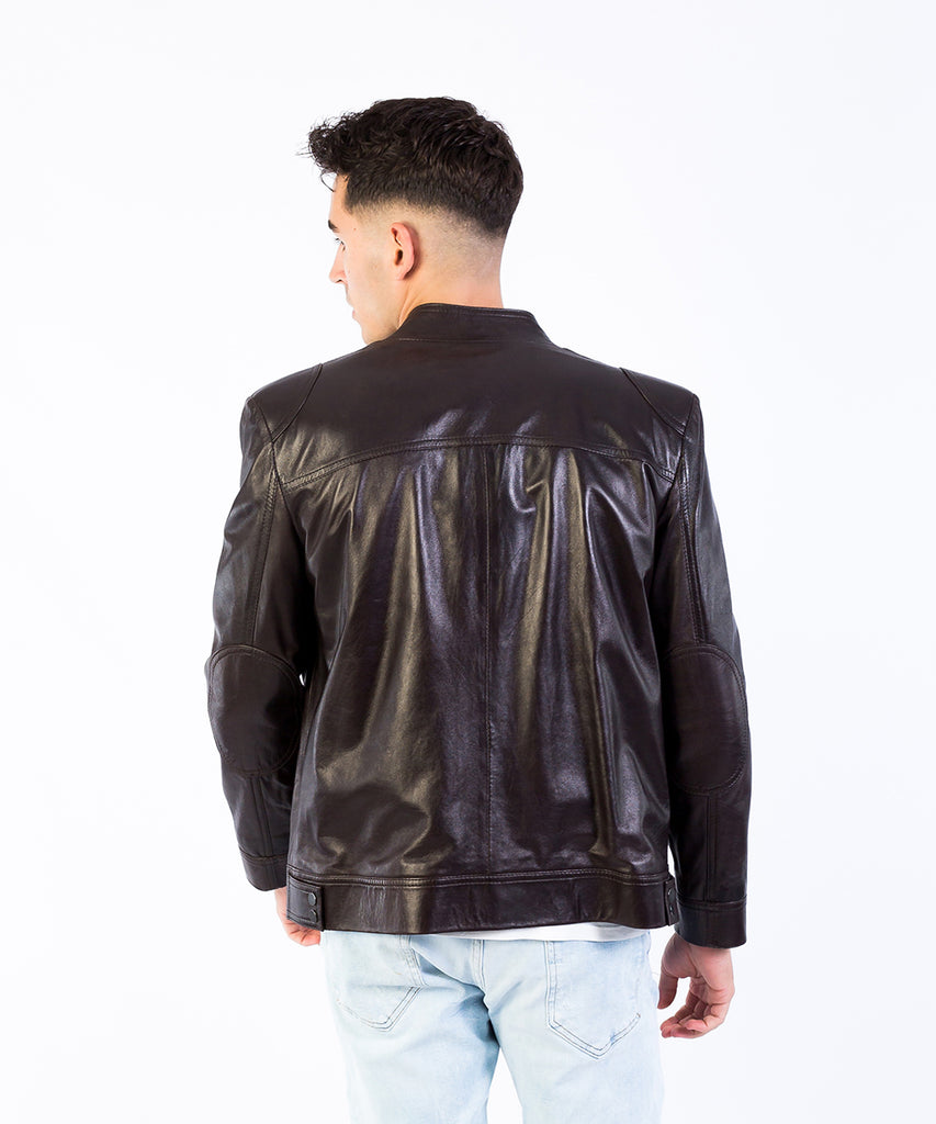 Chaqueta piel encerado hombre