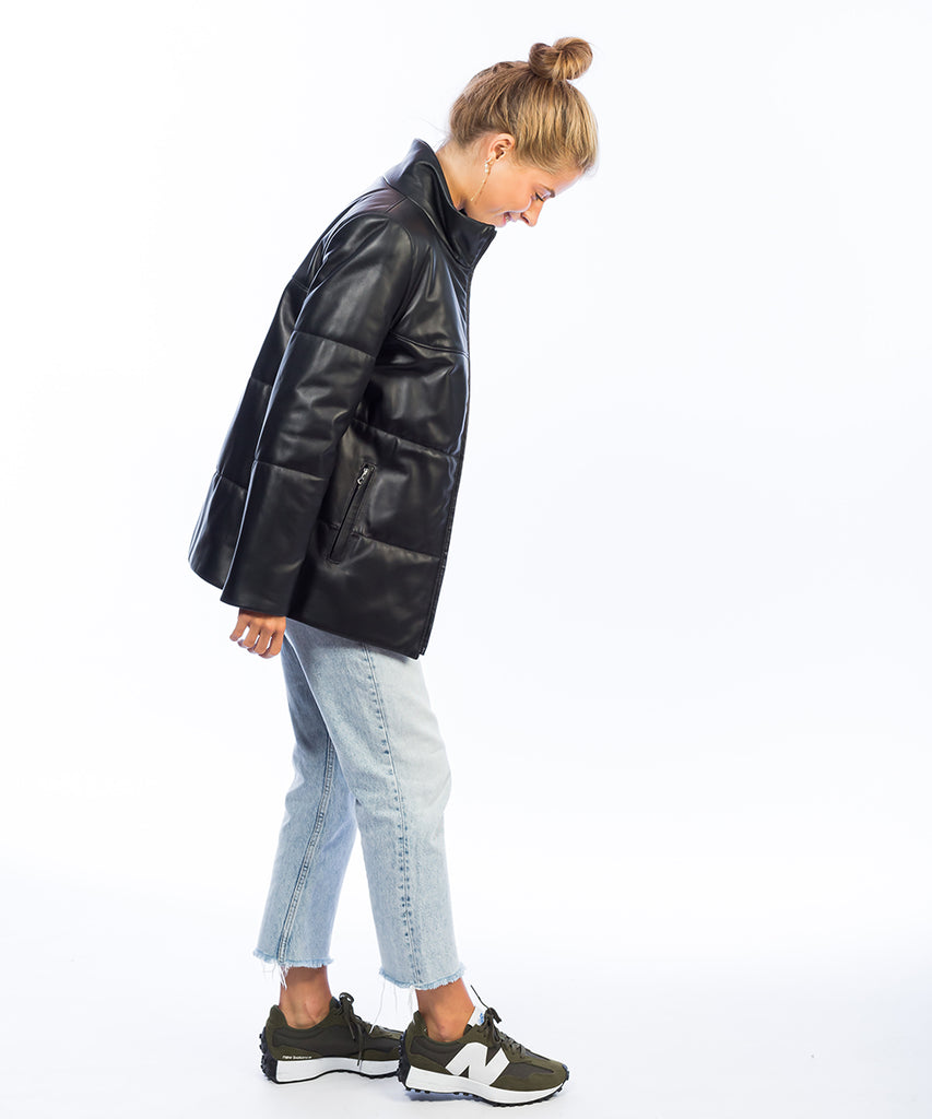 Chaqueta de piel acolchada para mujer