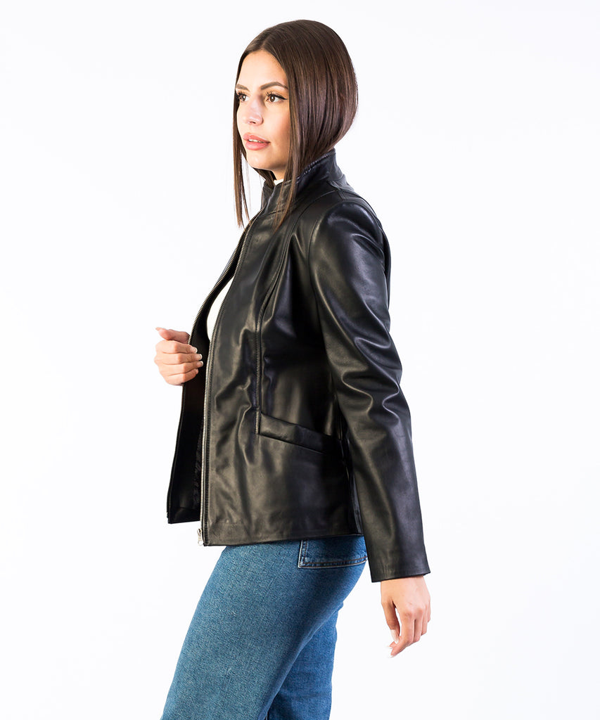 Chaqueta piel napa negro mujer