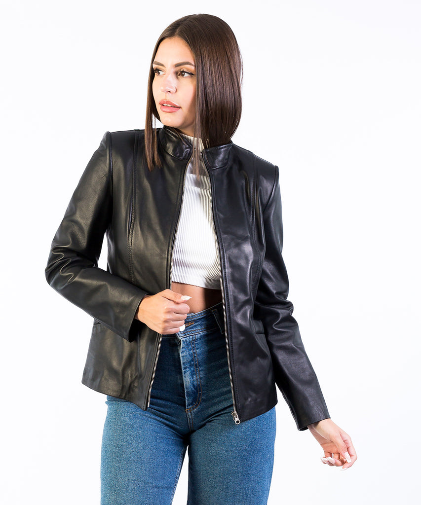 Chaqueta piel napa negro mujer