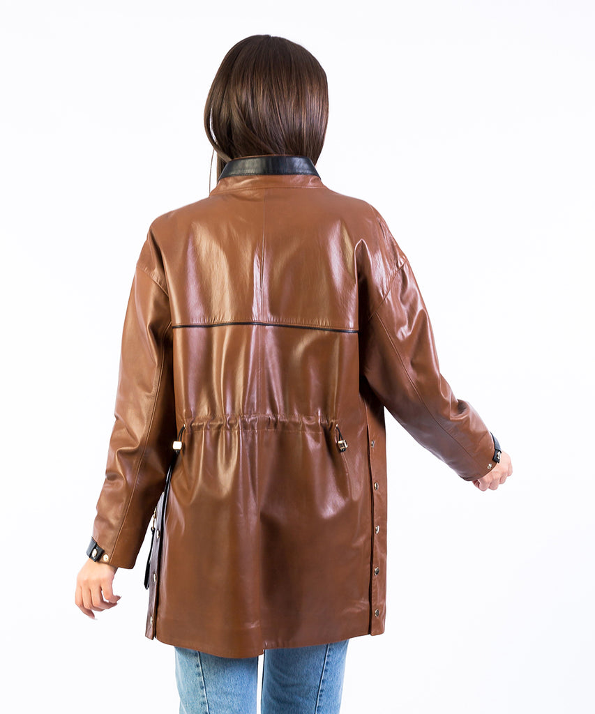 Chaqueta piel oversize mujer