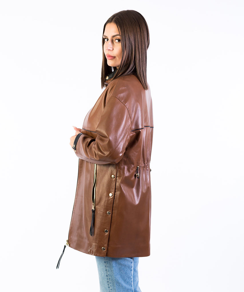 Chaqueta piel oversize mujer