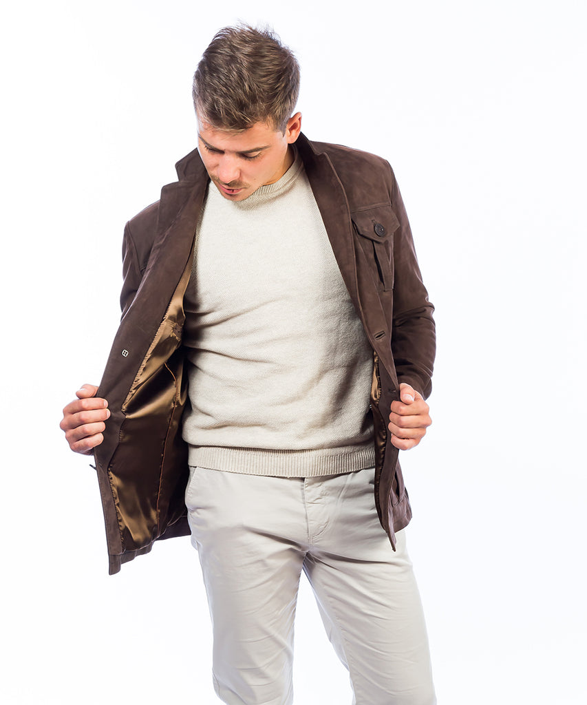 Chaqueta sahariana piel nobuck