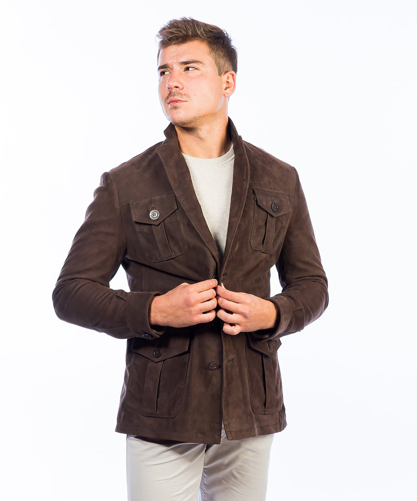 Chaqueta sahariana piel nobuck