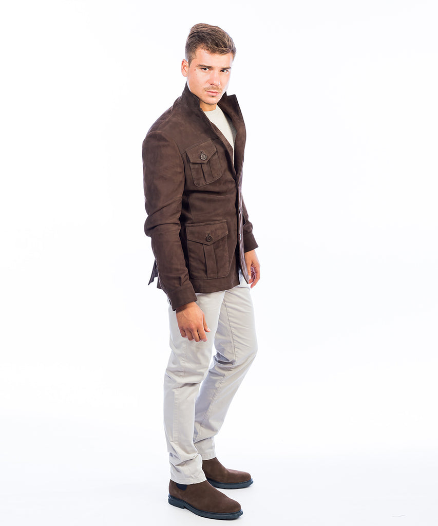 Chaqueta sahariana piel nobuck