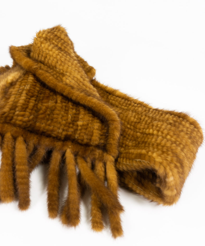 Echarpe visón tricotado gold3