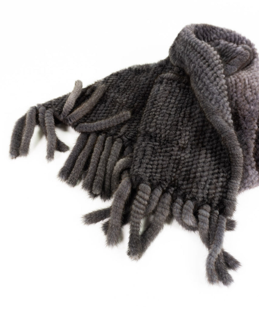 Echarpe visón tricotado gris
