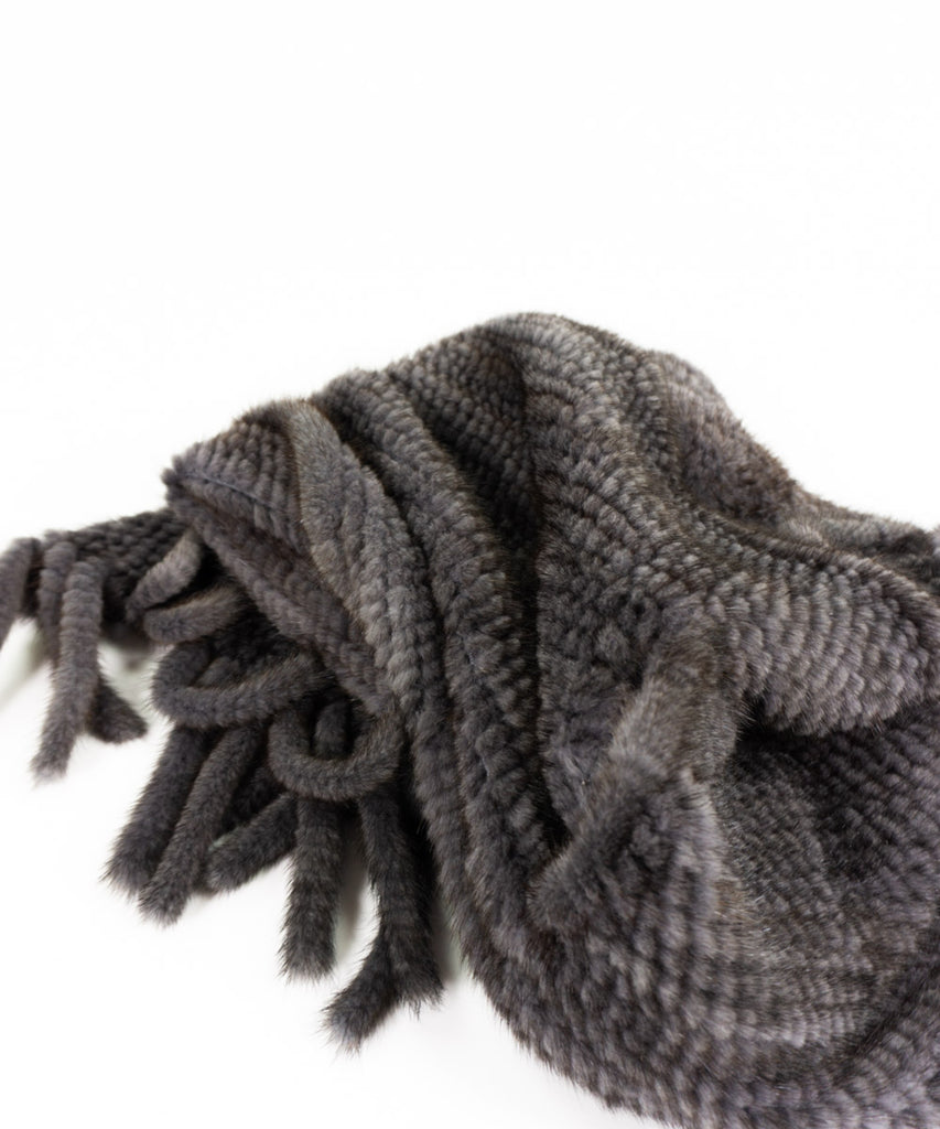 Echarpe visón tricotado gris